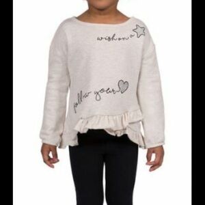 BCBG Girls French Terry Ruffle Top Size 18 Months Cream/Grey